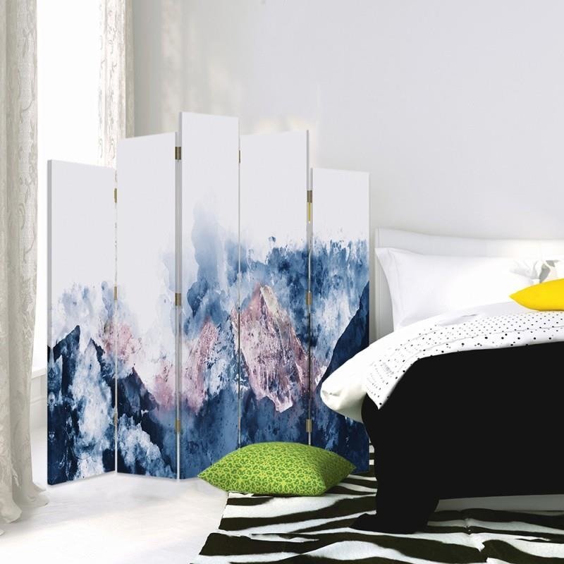 Decorative Aizslietnis, 5 paneļi, Divpusējs, 360 ° rotējošas eņģes, kanva, Mountain Landscape 