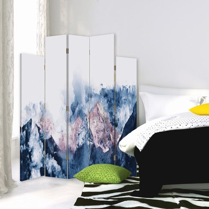 Decorative Aizslietnis, 5 paneļi, Divpusējs, 360 ° rotējošas eņģes, kanva, Mountain Landscape 