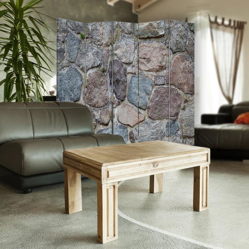 Aizslietnis, 5 paneļi, Divpusējs, 360 ° rotējošas eņģes, kanva, Stone Wall 