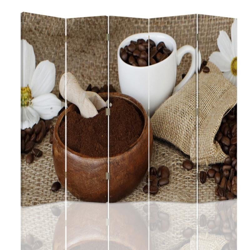 Aizslietnis, 5 paneļi, Divpusējs, 360 ° rotējošas eņģes, kanva, Coffee, Ground 