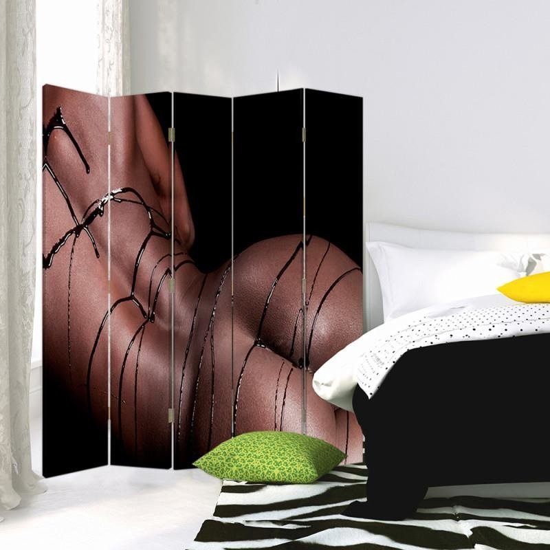 Aizslietnis, 5 paneļi, Divpusējs, 360 ° rotējošas eņģes, kanva, Woman With Chocolate 