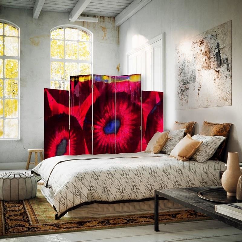 Decorative Aizslietnis, 5 paneļi, Divpusējs, 360 ° rotējošas eņģes, kanva, Stylized Flowers 