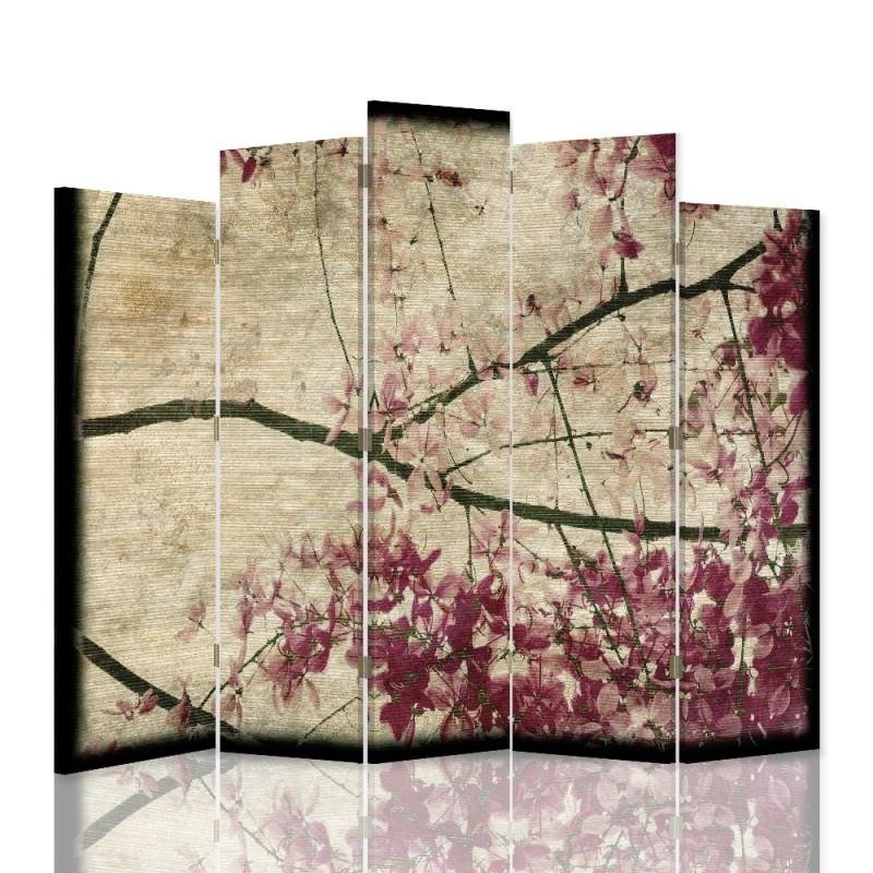 Decorative Aizslietnis, 5 paneļi, Divpusējs, 360 ° rotējošas eņģes kanva, Blooming Branch 8 