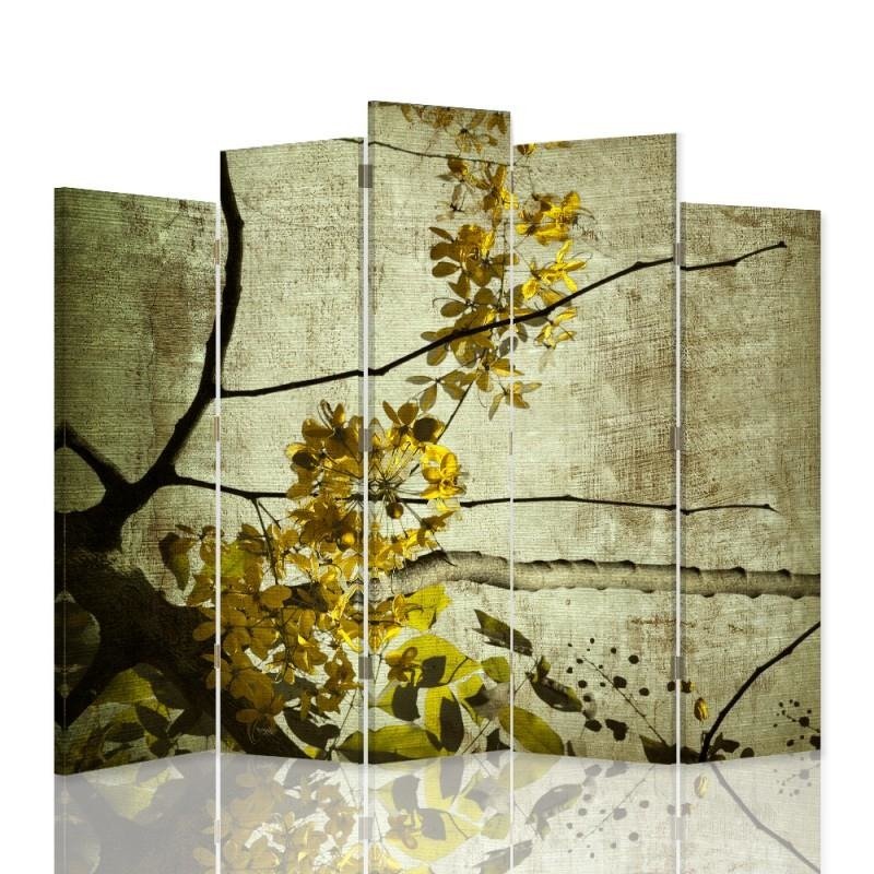Decorative Aizslietnis, 5 paneļi, Divpusējs, 360 ° rotējošas eņģes kanva, Blooming Branch 9 