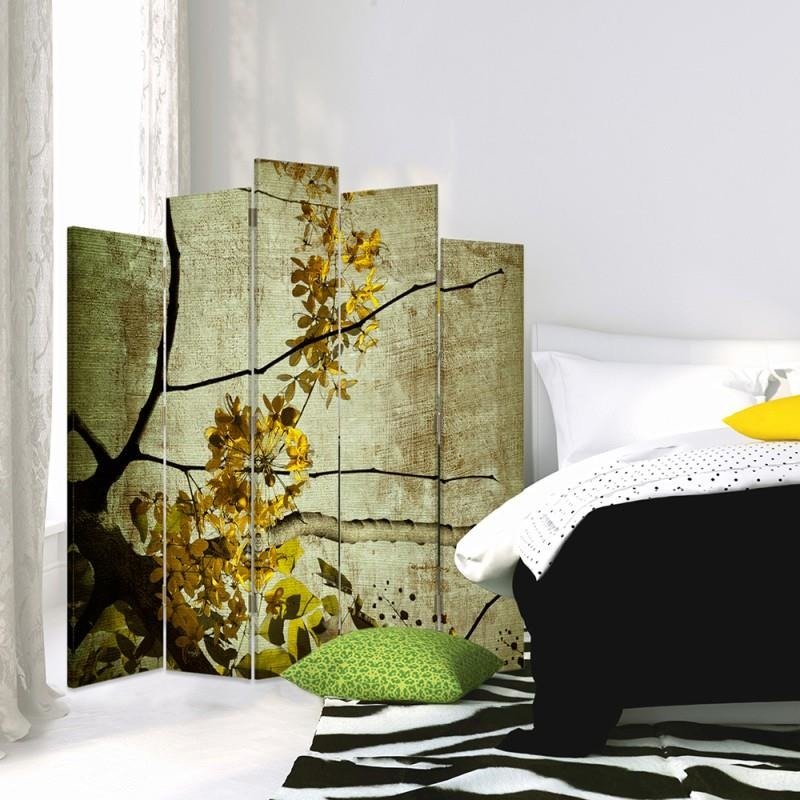 Decorative Aizslietnis, 5 paneļi, Divpusējs, 360 ° rotējošas eņģes kanva, Blooming Branch 9 