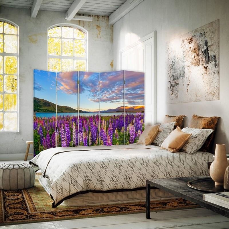 Aizslietnis, 5 paneļi, Divpusējs, 360 ° rotējošas eņģes, kanva, A Lavender Field 