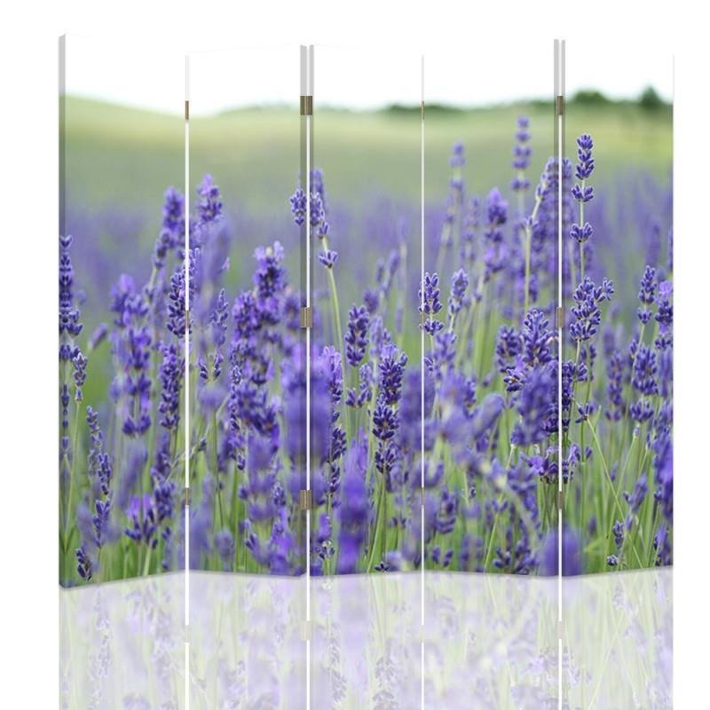 Aizslietnis, 5 paneļi, Divpusējs, 360 ° rotējošas eņģes, kanva, Lavender Field 2 