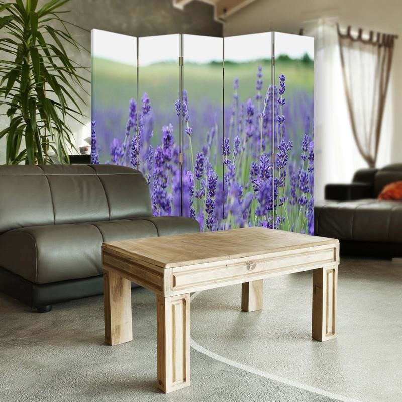 Aizslietnis, 5 paneļi, Divpusējs, 360 ° rotējošas eņģes, kanva, Lavender Field 2 