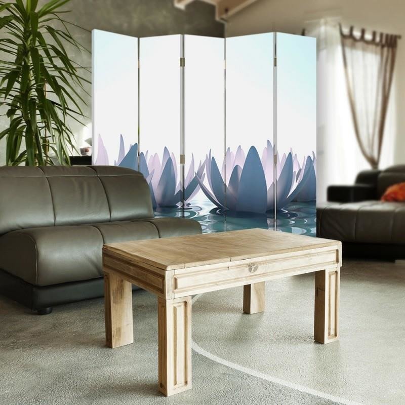 Aizslietnis, 5 paneļi, Divpusējs, 360 ° rotējošas eņģes, kanva, Lily Water 