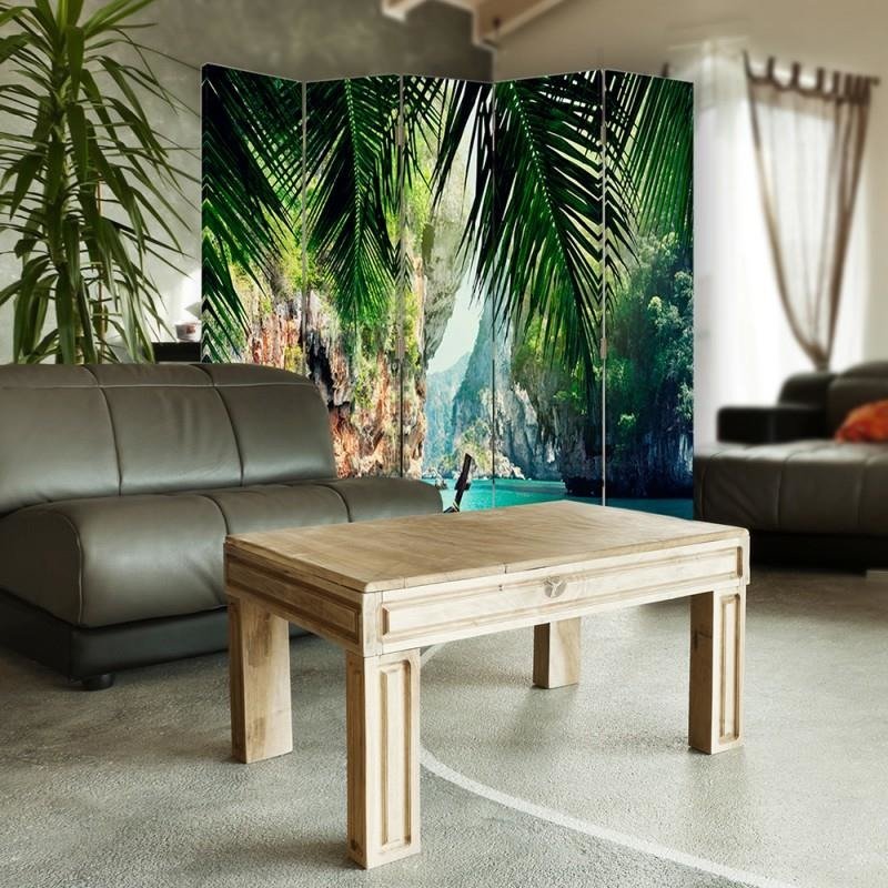 Aizslietnis, 5 paneļi, Divpusējs, 360 ° rotējošas eņģes, kanva, Boat In The Tropics 