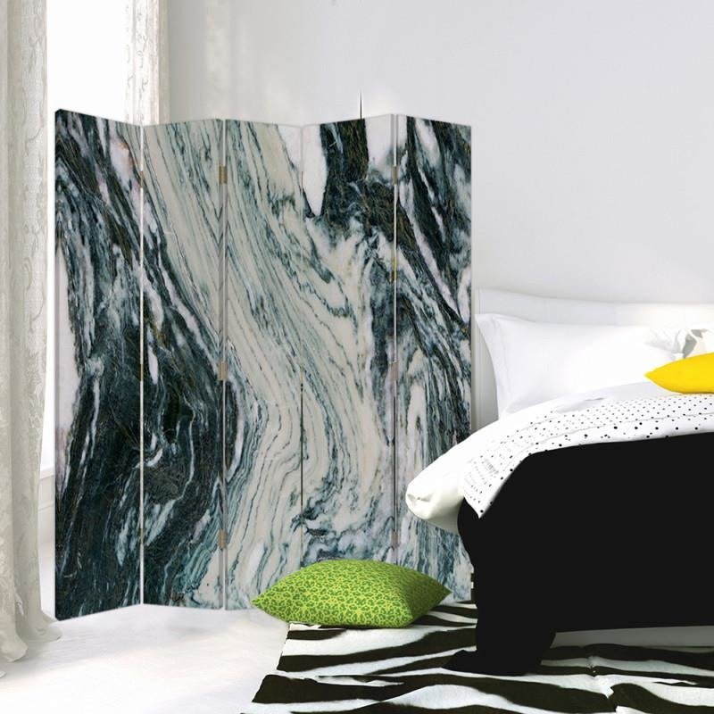 Aizslietnis, 5 paneļi, Divpusējs, 360 ° rotējošas eņģes, kanva, Marble 