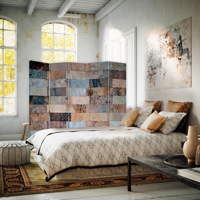 Aizslietnis, 5 paneļi, Divpusējs, 360 ° rotējošas eņģes, kanva, Marble Bricks 