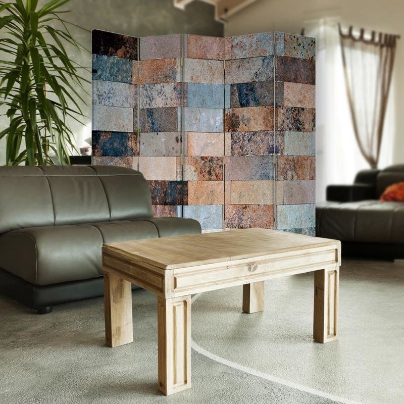 Aizslietnis, 5 paneļi, Divpusējs, 360 ° rotējošas eņģes, kanva, Marble Bricks 