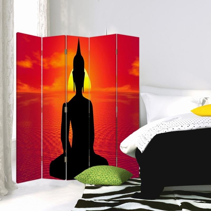 Aizslietnis, 5 paneļi, Divpusējs, 360 ° rotējošas eņģes, kanva, Meditation Buddy 