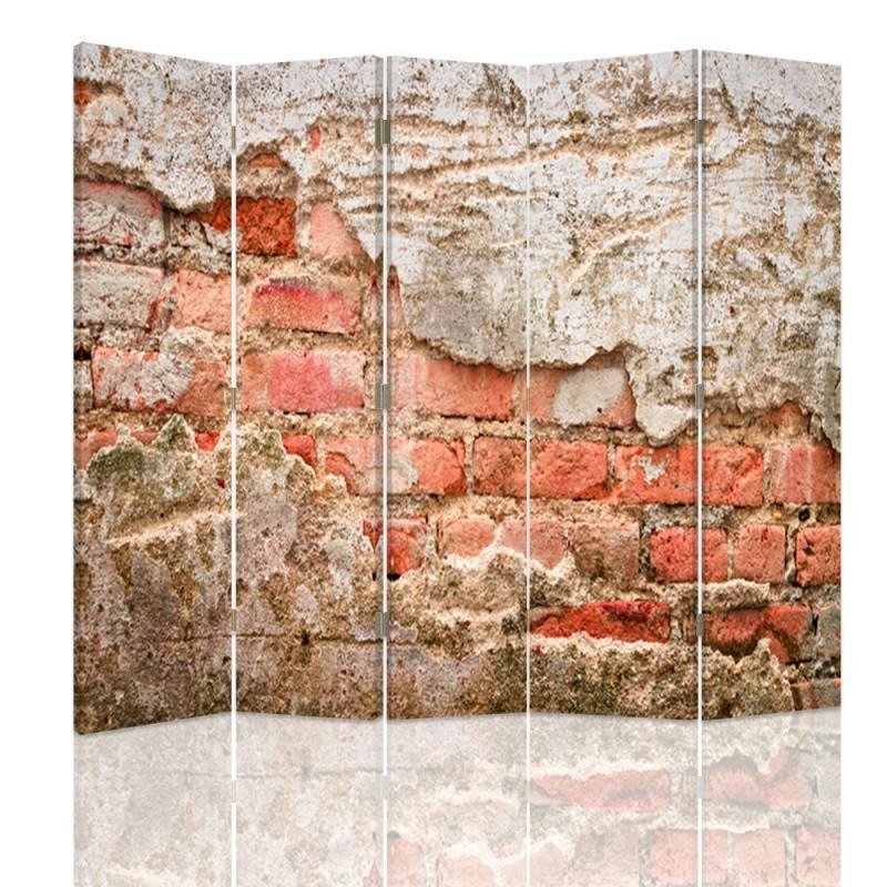 Aizslietnis, 5 paneļi, Divpusējs, 360 ° rotējošas eņģes, kanva, Brick Wall 