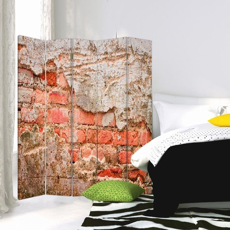 Aizslietnis, 5 paneļi, Divpusējs, 360 ° rotējošas eņģes, kanva, Brick Wall 