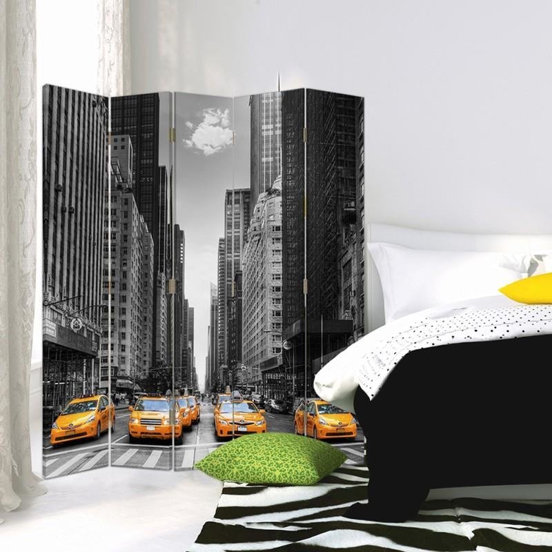 Aizslietnis, 5 paneļi, Divpusējs, 360 ° rotējošas eņģes, kanva, New York Taxi 