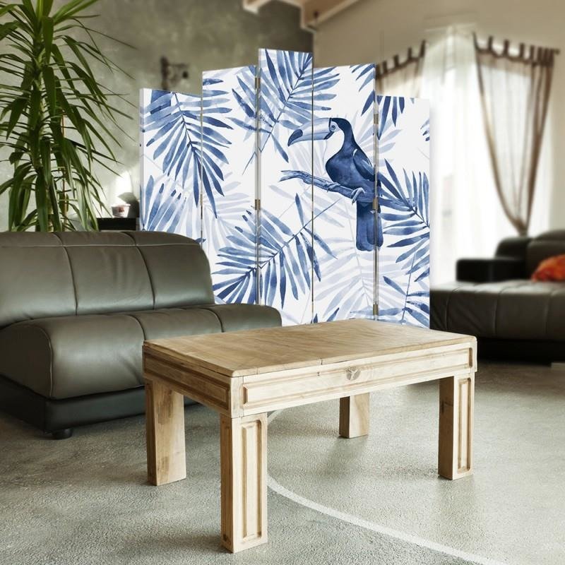 Decorative Aizslietnis, 5 paneļi, Divpusējs, 360 ° rotējošas eņģes, kanva, Blue Toucans 