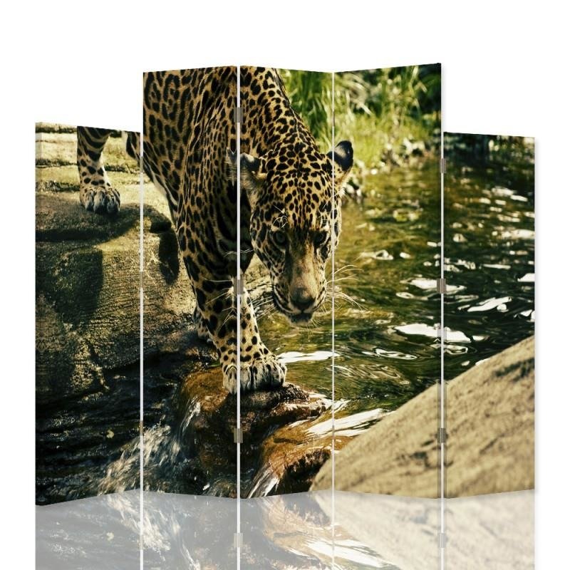 Decorative Aizslietnis, 5 paneļi, Divpusējs, 360 ° rotējošas eņģes kanva, Ocelot Water 
