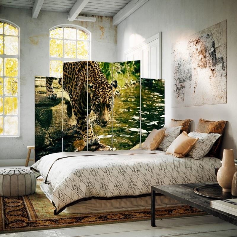 Decorative Aizslietnis, 5 paneļi, Divpusējs, 360 ° rotējošas eņģes kanva, Ocelot Water 
