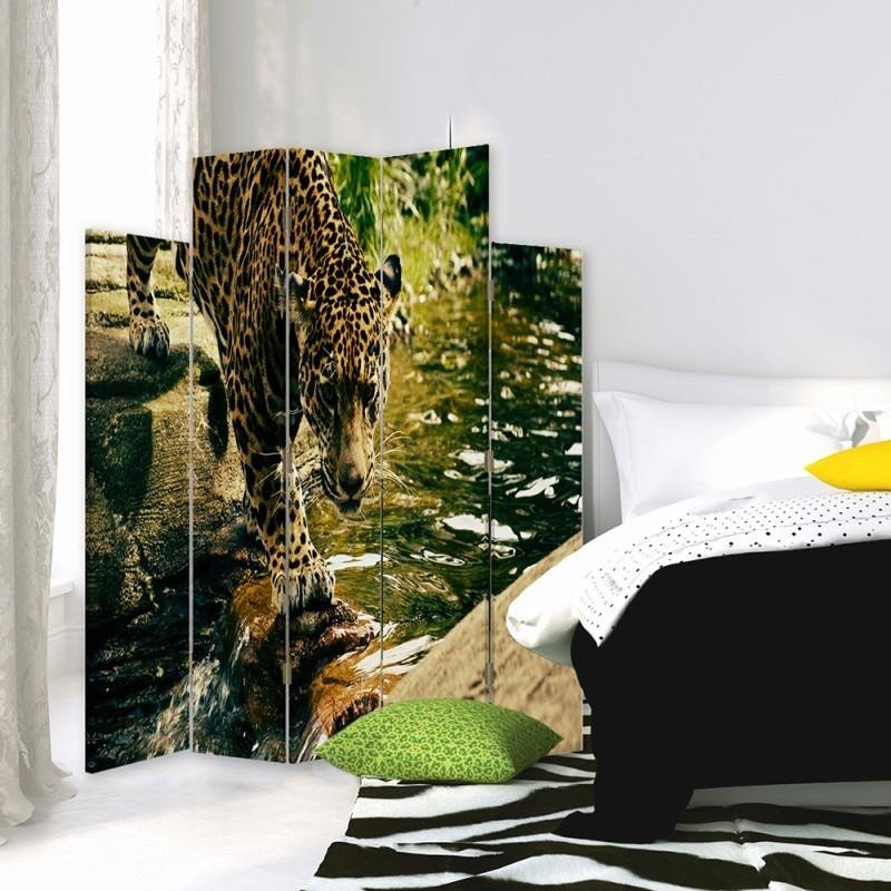 Decorative Aizslietnis, 5 paneļi, Divpusējs, 360 ° rotējošas eņģes kanva, Ocelot Water 