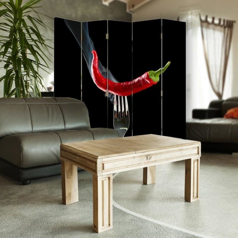 Aizslietnis, 5 paneļi, Divpusējs, 360 ° rotējošas eņģes, kanva, Chili Pepper Chili Peppers On A Fork 