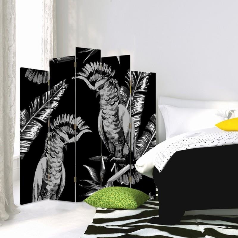 Decorative Aizslietnis, 5 paneļi, Divpusējs, 360 ° rotējošas eņģes, kanva, Bird Hussars 