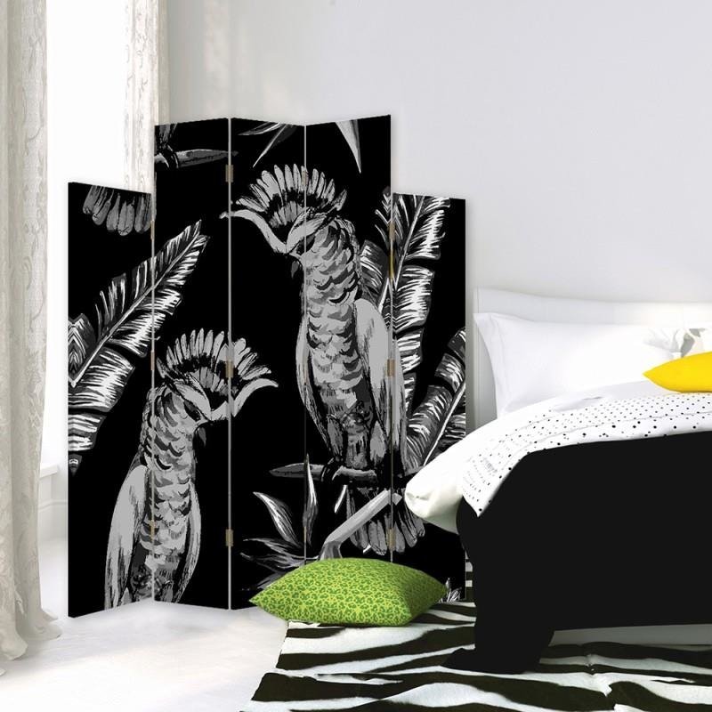 Decorative Aizslietnis, 5 paneļi, Divpusējs, 360 ° rotējošas eņģes, kanva, Bird Hussars 