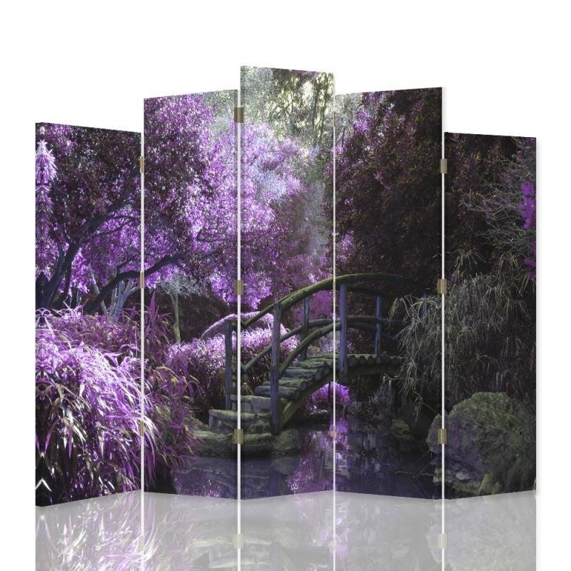 Decorative Aizslietnis, 5 paneļi, Divpusējs, 360 ° rotējošas eņģes, kanva, Romantic Bridge 