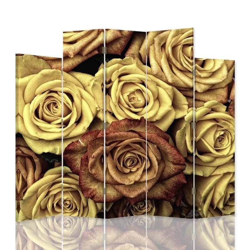 Decorative Aizslietnis, 5 paneļi, Divpusējs, 360 ° rotējošas eņģes, kanva, Roses Tea 