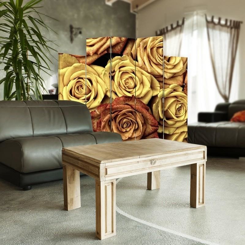 Decorative Aizslietnis, 5 paneļi, Divpusējs, 360 ° rotējošas eņģes, kanva, Roses Tea 