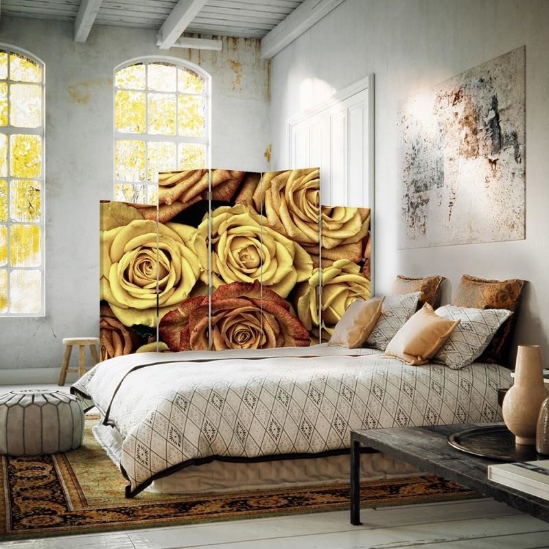 Decorative Aizslietnis, 5 paneļi, Divpusējs, 360 ° rotējošas eņģes, kanva, Roses Tea 