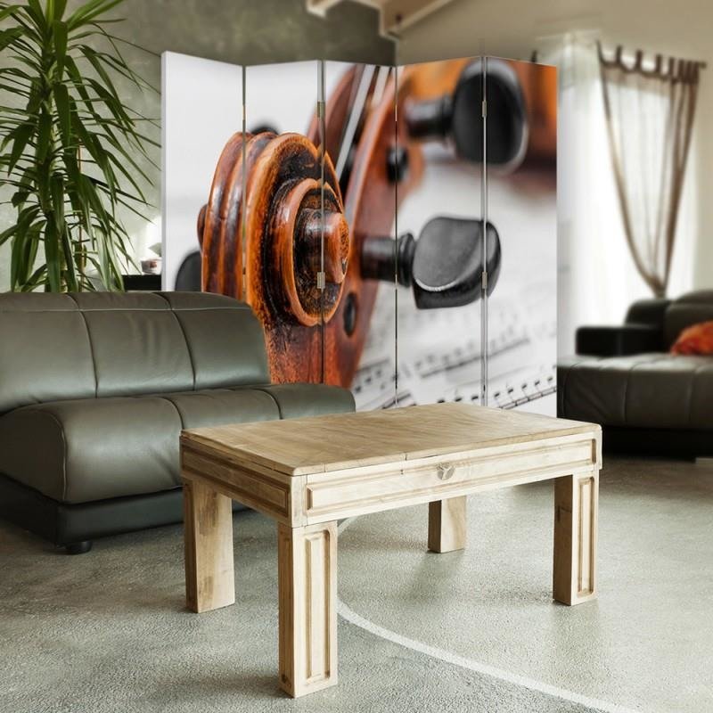 Aizslietnis, 5 paneļi, Divpusējs, 360 ° rotējošas eņģes, kanva, Violin On Music Sheet 