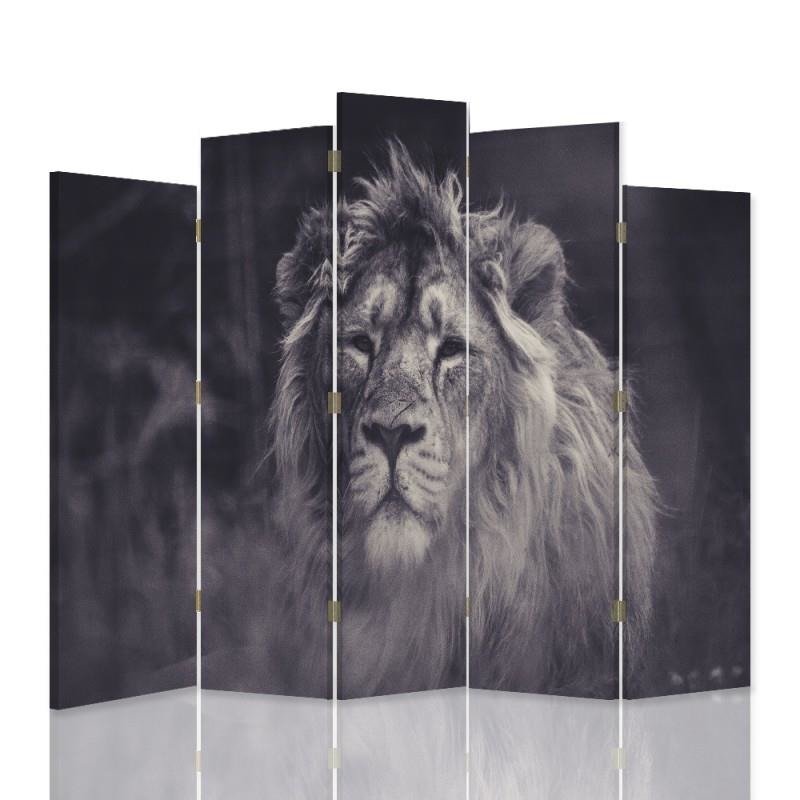 Decorative Aizslietnis, 5 paneļi, Divpusējs, 360 ° rotējošas eņģes, kanva, Old Lion 1 