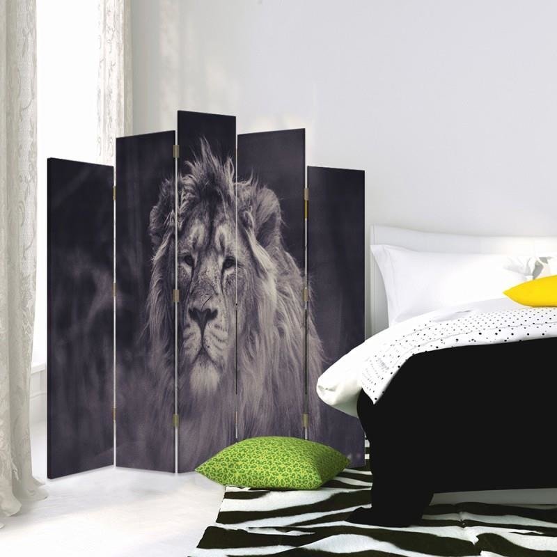 Decorative Aizslietnis, 5 paneļi, Divpusējs, 360 ° rotējošas eņģes, kanva, Old Lion 1 