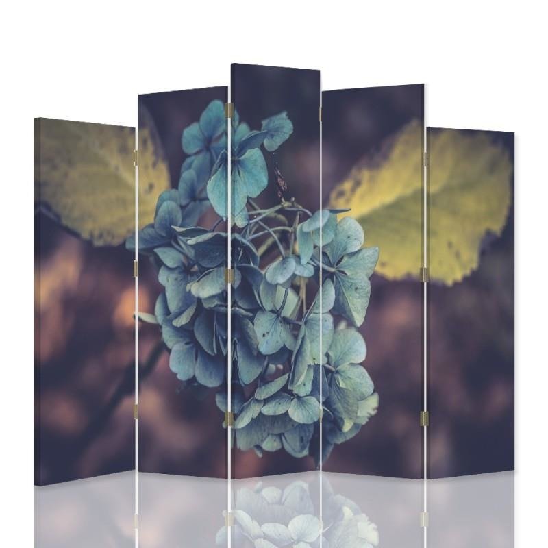 Decorative Aizslietnis, 5 paneļi, Divpusējs, 360 ° rotējošas eņģes, kanva, Turquoise Flower 1 