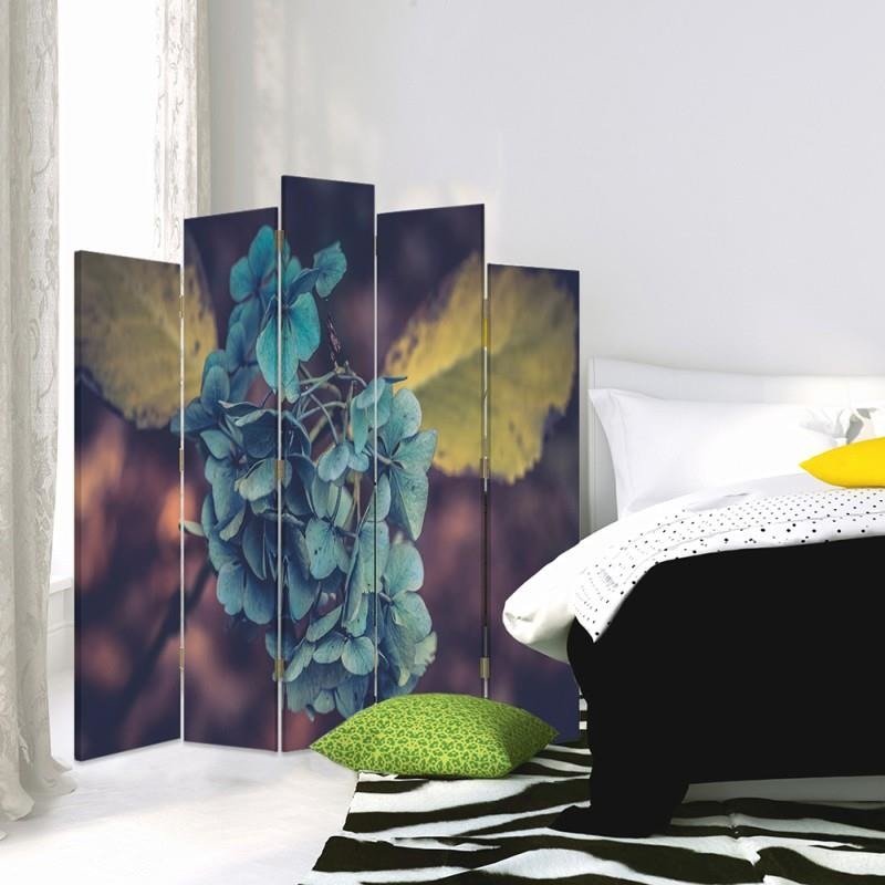 Decorative Aizslietnis, 5 paneļi, Divpusējs, 360 ° rotējošas eņģes, kanva, Turquoise Flower 1 