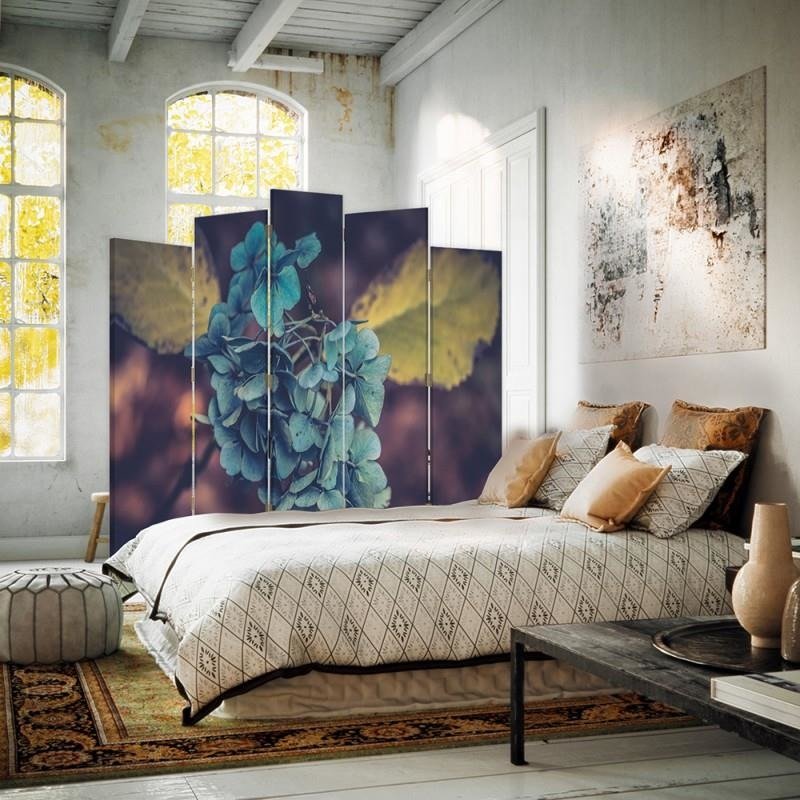 Decorative Aizslietnis, 5 paneļi, Divpusējs, 360 ° rotējošas eņģes, kanva, Turquoise Flower 1 