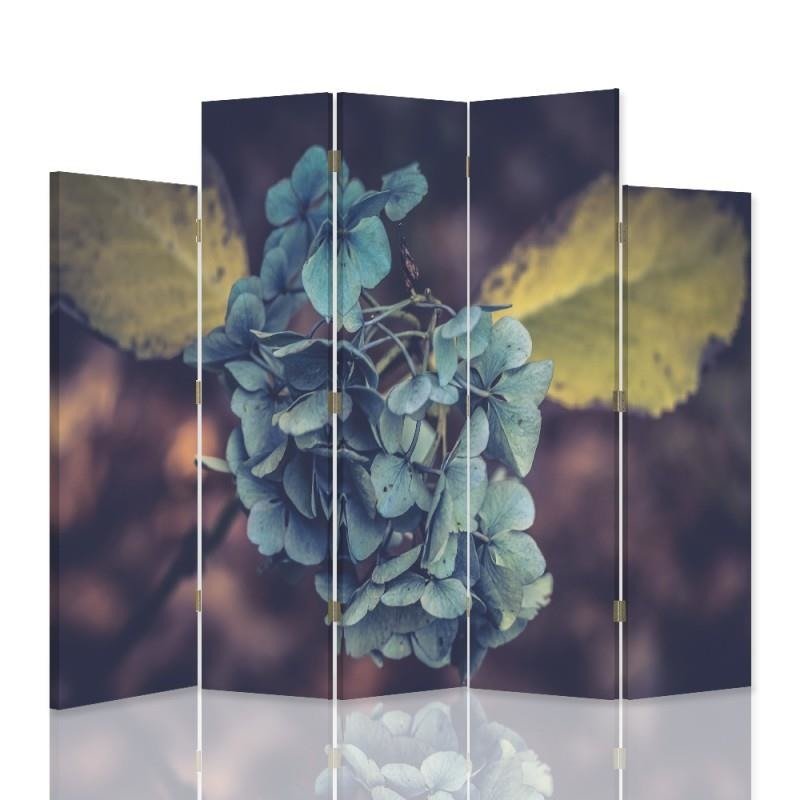 Decorative Aizslietnis, 5 paneļi, Divpusējs, 360 ° rotējošas eņģes, kanva, Turquoise Flower 1 
