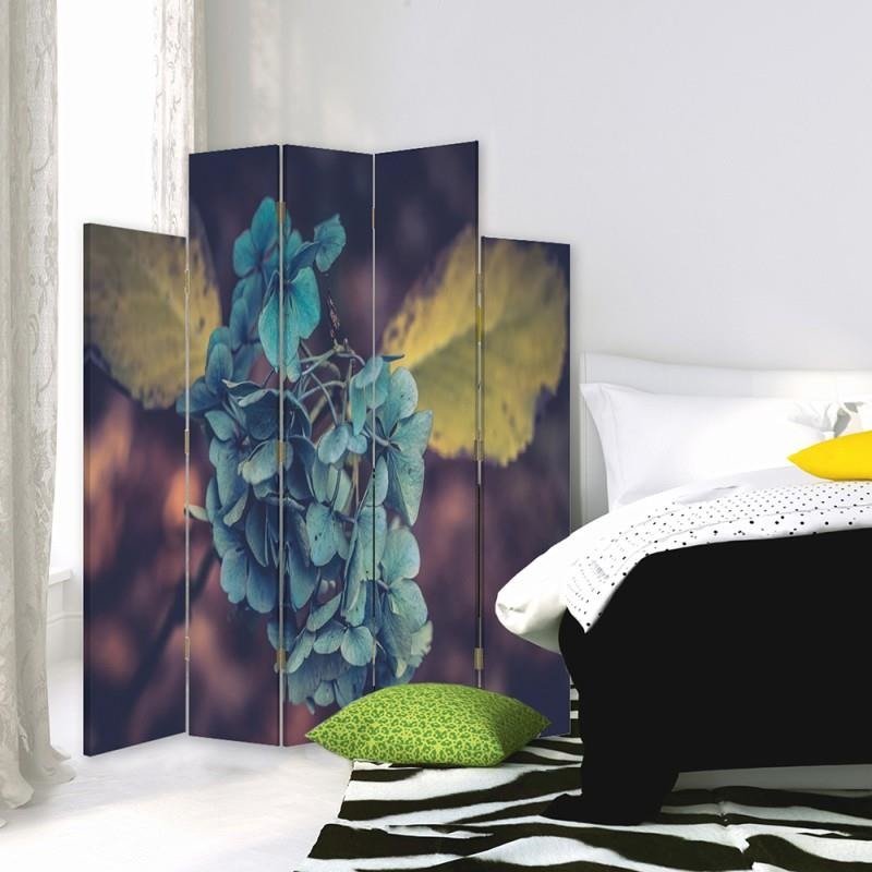 Decorative Aizslietnis, 5 paneļi, Divpusējs, 360 ° rotējošas eņģes, kanva, Turquoise Flower 1 