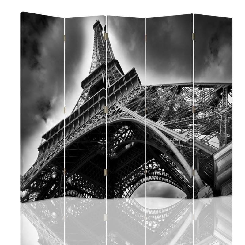 Aizslietnis, 5 paneļi, Divpusējs, 360 ° rotējošas eņģes, kanva, Eiffel Tower 