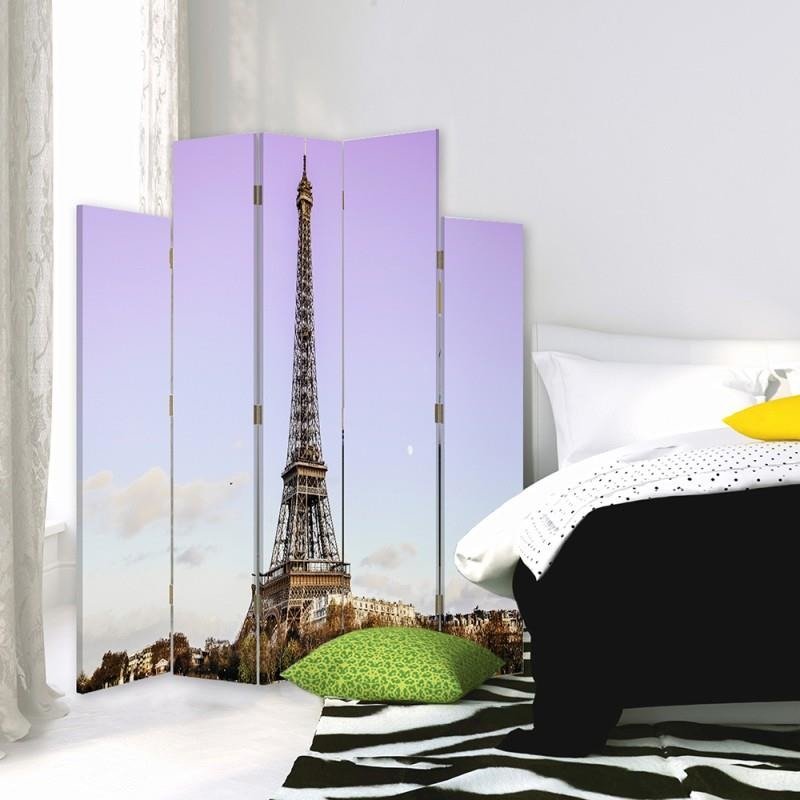 Decorative Aizslietnis, 5 paneļi, Divpusējs, 360 ° rotējošas eņģes, kanva, Eiffel Tower In Paris 