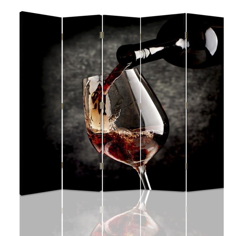 Aizslietnis, 5 paneļi, Divpusējs, 360 ° rotējošas eņģes, kanva, Red Wines 