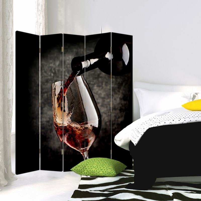 Aizslietnis, 5 paneļi, Divpusējs, 360 ° rotējošas eņģes, kanva, Red Wines 