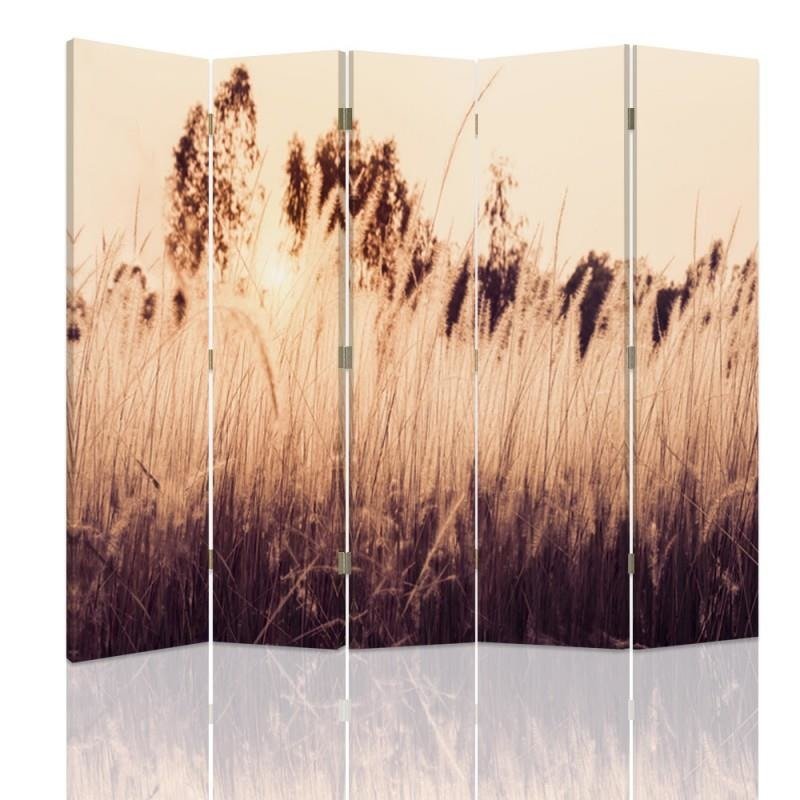 Aizslietnis, 5 paneļi, Divpusējs, 360 ° rotējošas eņģes, kanva, High Grass 