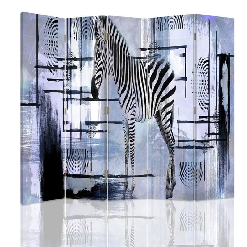 Aizslietnis, 5 paneļi, Divpusējs, 360 ° rotējošas eņģes, kanva, In The Abstract Zebra 