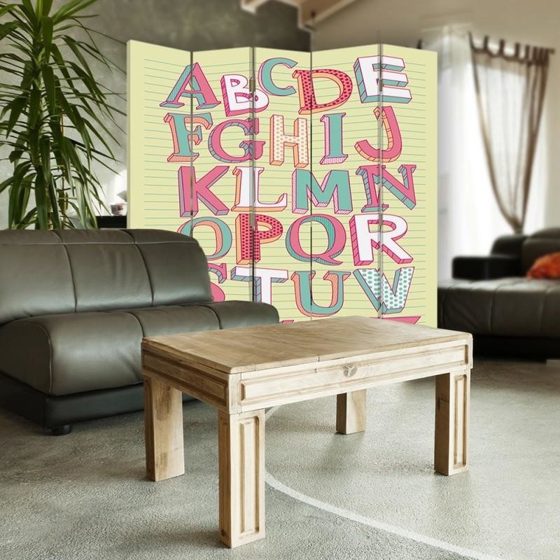 Aizslietnis, 5 paneļi, kanva, Alphabet 6 