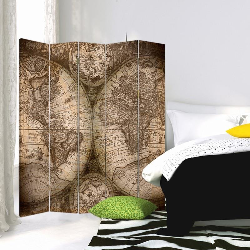 Aizslietnis, 5 paneļi, kanva, Ancient World Map 