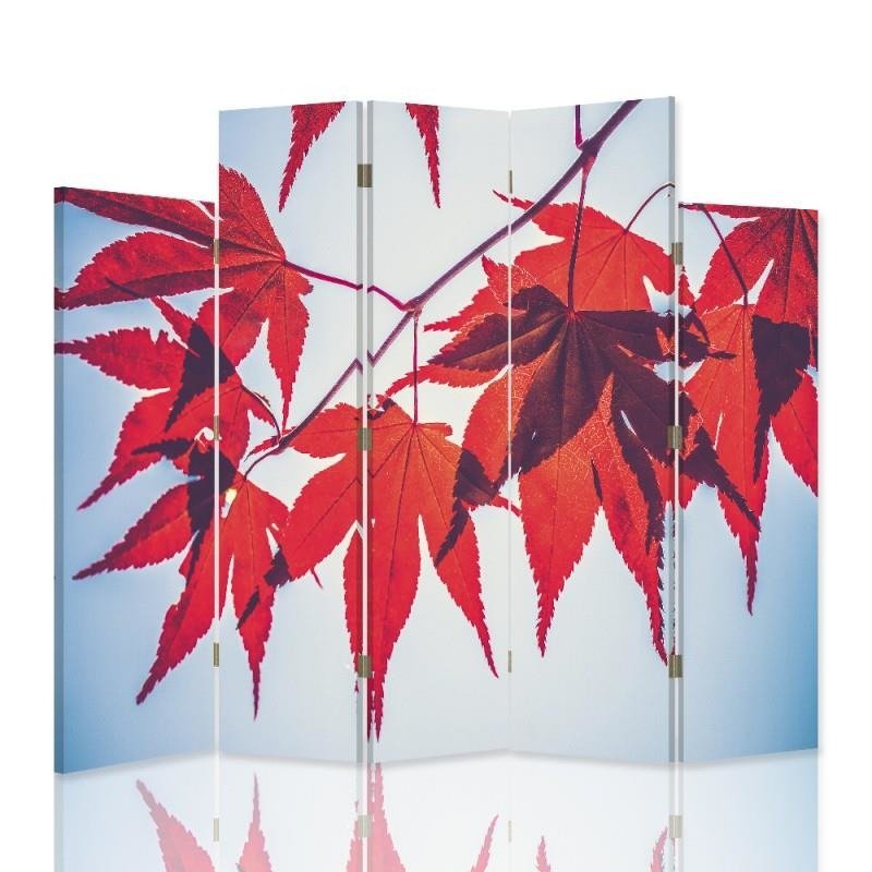 Decorative Aizslietnis, 5 paneļi, kanva, Red Leaves 