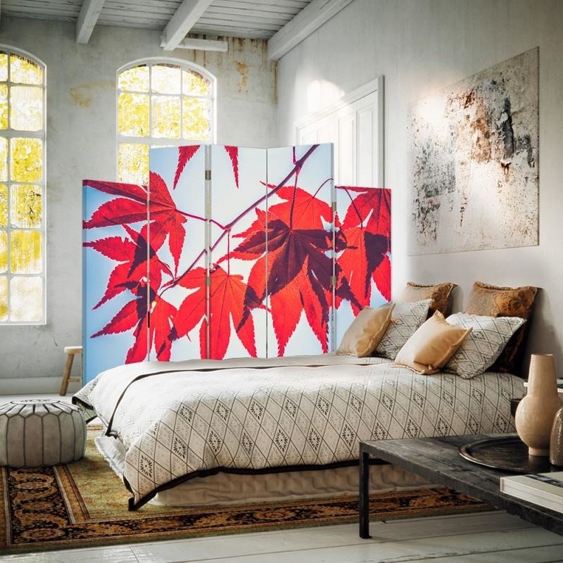 Decorative Aizslietnis, 5 paneļi, kanva, Red Leaves 